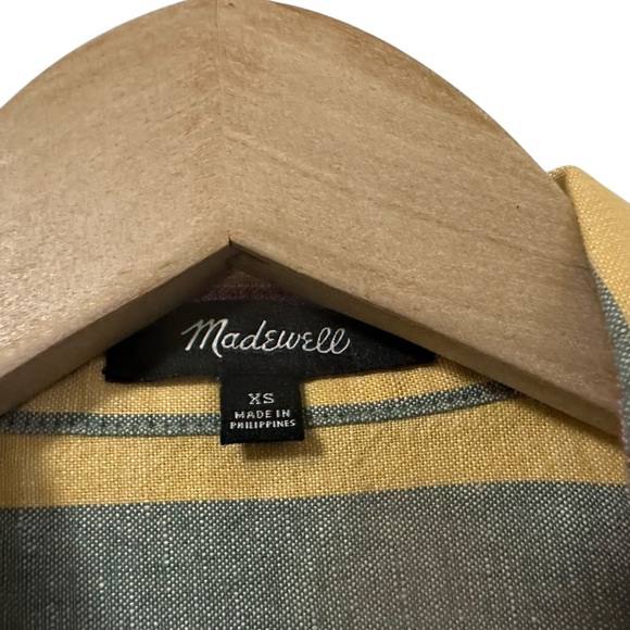 Madewell Womens Linen Blend Striped Tie-Front Top XS Button Up Short Sleeve - Picture 6 of 6
